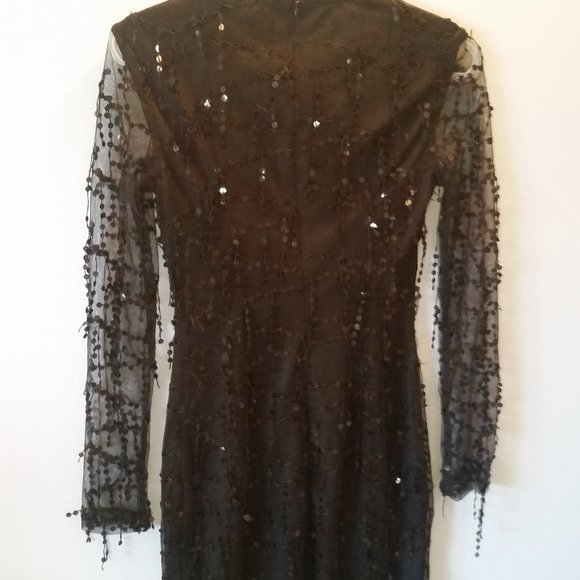 Pretty Little Thing black dangly sequin dress - Picture 6 of 9